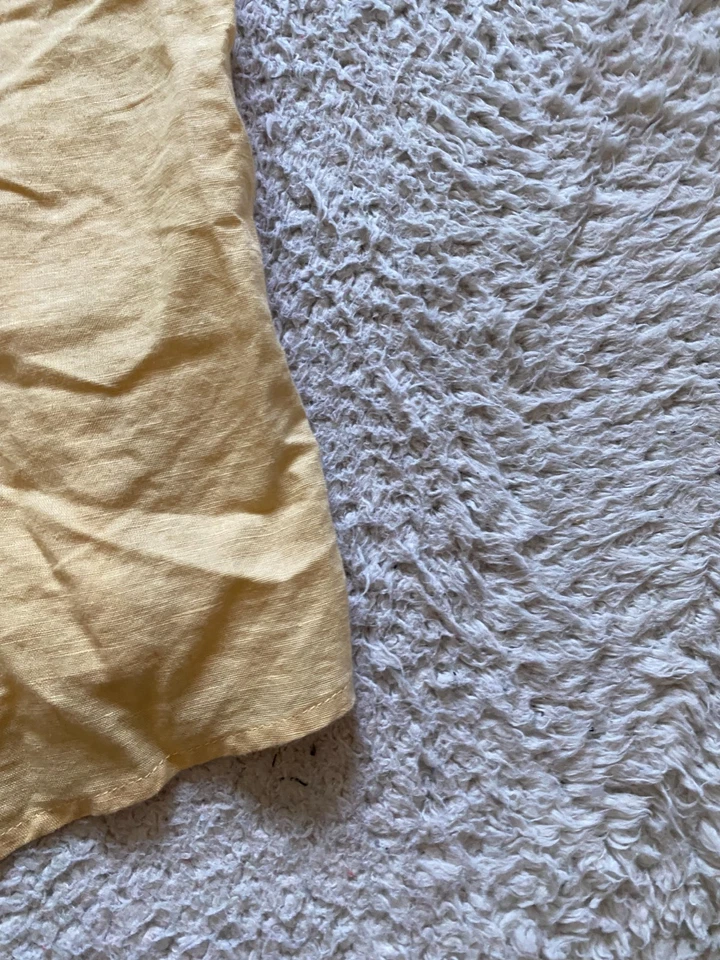 Laura Scott Women Linen Blend Short Sleeve Button-Up Shirt Yellow Size 18W - Image 3 of 4