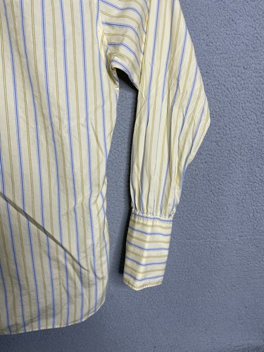 Turnbull & Asser London Button Up Dress Shirt 16.5 42cm Yellow Blue French Cuffs - Picture 12 of 20