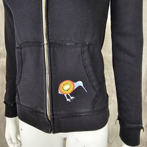 Y2K Paul Frank Womens S Kiwi Bird 2006 Full Zip Hoodie Distressed Cotton Blend - Picture 4 of 10