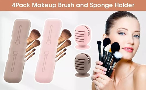 Makeup Brush, Sponge Holder, Silicone Bag Travel Magnetic Suctioned Drying Stand - Picture 6 of 7