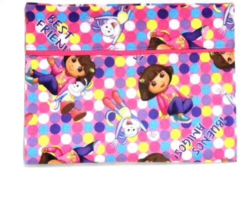 Toddler Pillowcase for Dora the Explorer on Pink Cotton #D23 New Handmade - Afbeelding 1 van 3