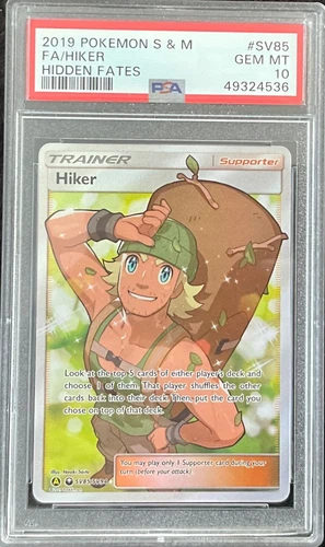 2019 Pokemon Sun & Moon Hidden Fates Secret Rare HIKER #SV85 PSA 10