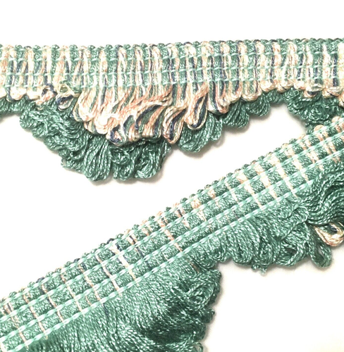 Scalloped Brush Fringe Trim Decorative Fringe Trim Edging 2" Green 2 yds FR14 - Picture 2 of 4