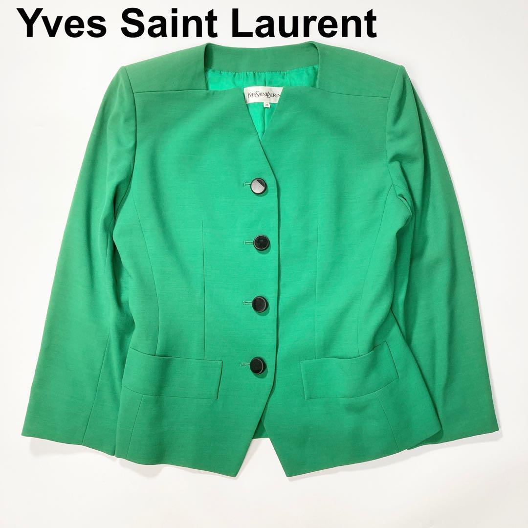 Yves Saint Laurent YSL Vintage collarless jacket green size
