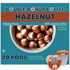 Double Donut Hazelnut Flavored Coffee pods Medium Roast CoffeeCompatible with...