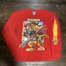 VIntage Digimon Youth Shirt Long Sleeve 2000 Y2K Digital Monsters Anime Sz. Lg