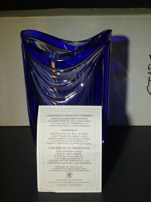 CAESAR CRYSTAL BOHEMIAE Harp Extra Large Cup Blue Vase
