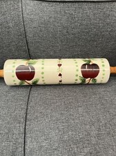 Vintage Porcelain Rolling Pin Wood Handles Red Apples French Country Farmhouse