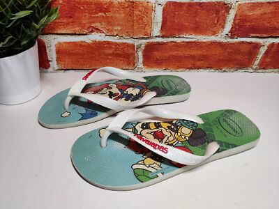 HAVAIANAS UK 9 WEISSE SUPER MARIO SLIPPER FLIP FLOP STRAND URLAUB SANDALEN UNISEX
