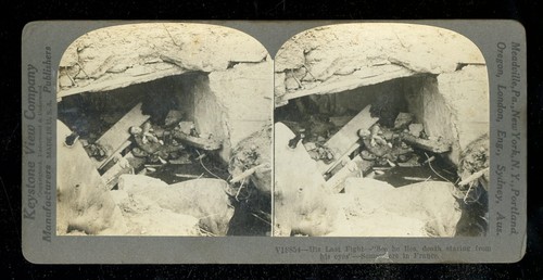 Antike Stereoview-Karte 3D ""Sein letzter Kampf"" unbekannter Soldat unter Trümmern - Bild 2 von 3