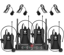 D Debra Audio AU400 Pro UHF 4 Channel Wireless Microphone System with Cordless H