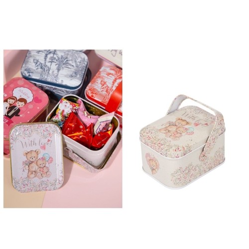 Vintage Small Suitcase Storage Tin Metal Candy Box Storage Can - Picture 3 of 14