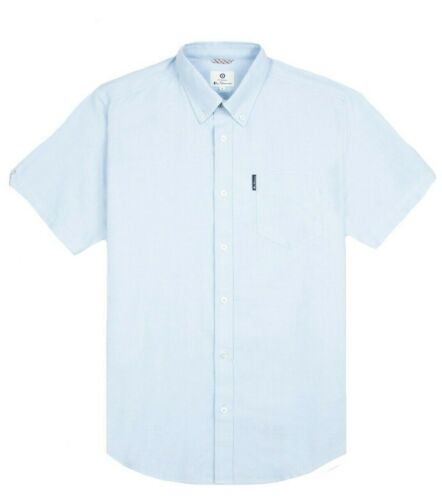 Camisa Oxford 65095 para hombre Ben Sherman de algodón con botones manga corta - azul cielo - Imagen 1 de 2