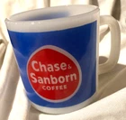 Vintage Chase & Sanborn D Handle Milk Glass Coffee Mug