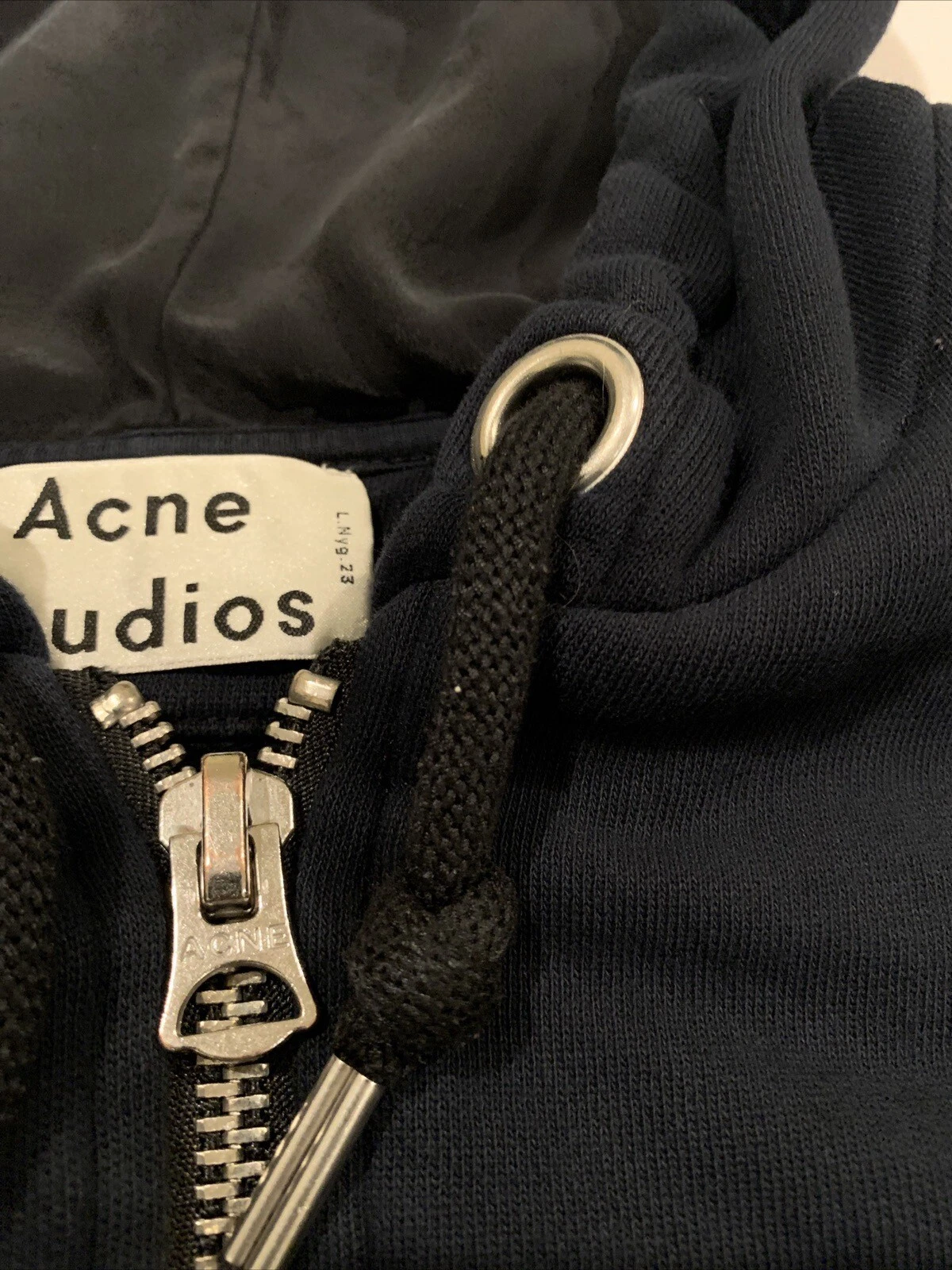 ACNE STUDIOS Felpa con cappuccio da donna unisex punta in pile nero cerniera intera taglia S