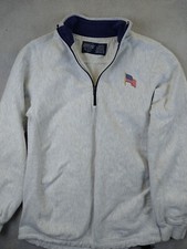 Lands End Women's 1/4 Sweatshirt Size S 6-8 Gray Embroidered Flag USA Vintage