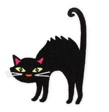 HALLOWEEN - BLACK CAT - Embroidered Iron On Patch