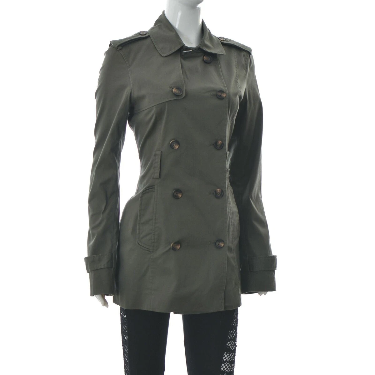 Piazza Italia Giacca Cappotto Donna Stile Militare Doppio Petto