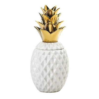 13 Gold Topped Pineapple Jar Porcelain Home & Kitchen Decorative Collection