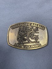 Vintage Solid Brass Union Pacific Railroad AAR Training Belt Buckle