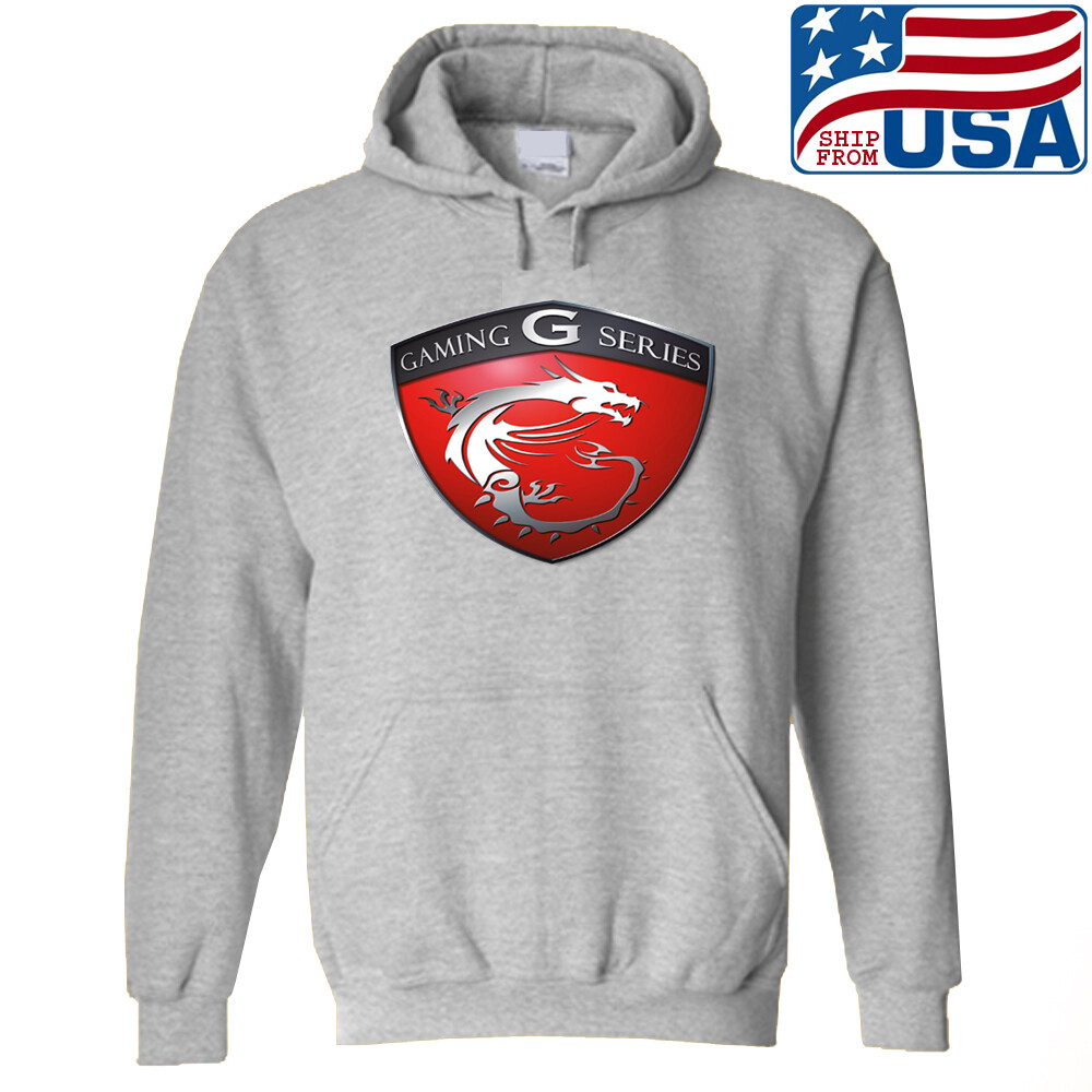 Gaming Series MSI Shield Grey Hoodie Sweatshirt Size S to