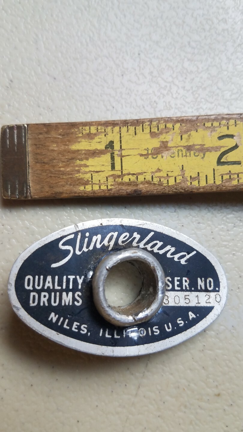 SLINGERLAND Original DRUM tag Vintage serial #