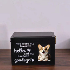 Wooden Cat Urn with Photo Frame - Handcrafted Pet Ashes Urn Memorial Keepsake Bo