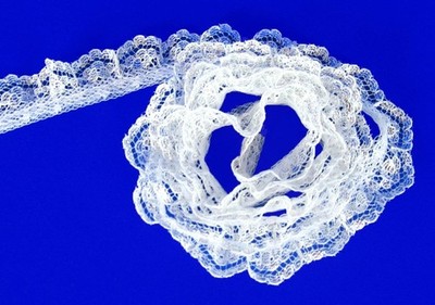 Bulk Lace~50 Yards Silver/White 3/4 Inch Wide Ruffled Floral Lace Trim