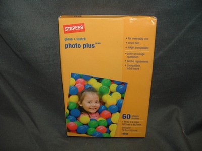New, Sealed Staples Photo Plus Gloss Ink Jet Photo Paper 4x6 19898 - 60 sheets