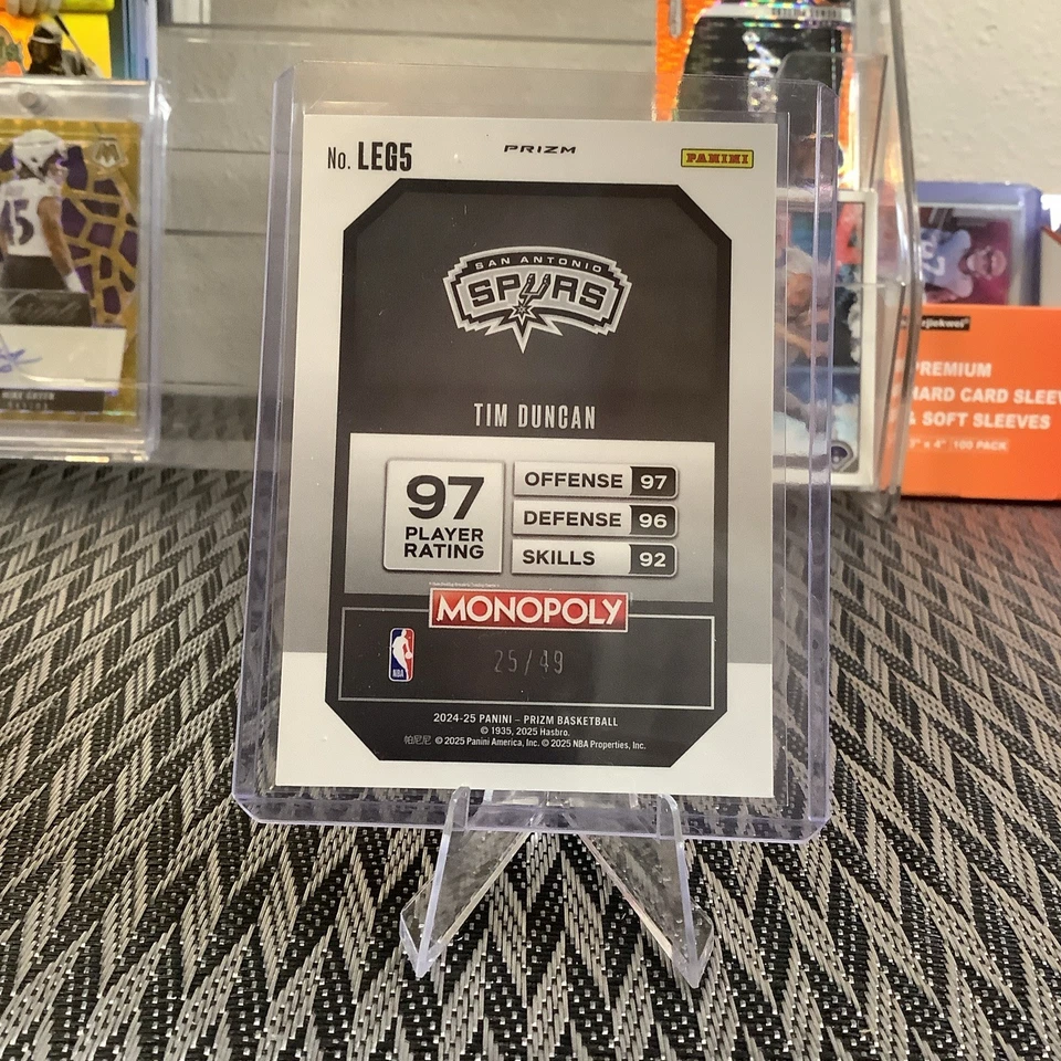 2024 Panini «Золотая призма» Монополия Тим Данкан баскетбол San Antonio Spurs /49 - Изображение 3 из 3