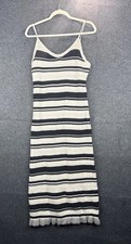 Freshman 1996 Black Cream Crochet Knit Maxi Skirt Large Boho Coastal 42" Long