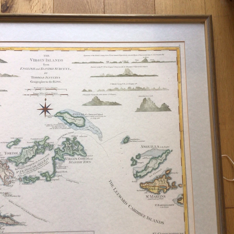 Framed Map - The Virgin Islands From English & Danish Surveys By Thomas Jefferys - Image 3 of 4