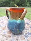 Antique - 1930's Three Handle Sunburst Fulper Stangl Pottery Vase Art Deco 7 1/2