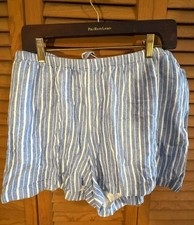 A New Day Blue and White Striped Pull-On Lounge Shorts