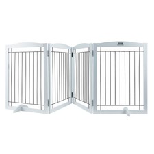sturdy wooden pet gate 32x96.5 freestanding foldable panels white