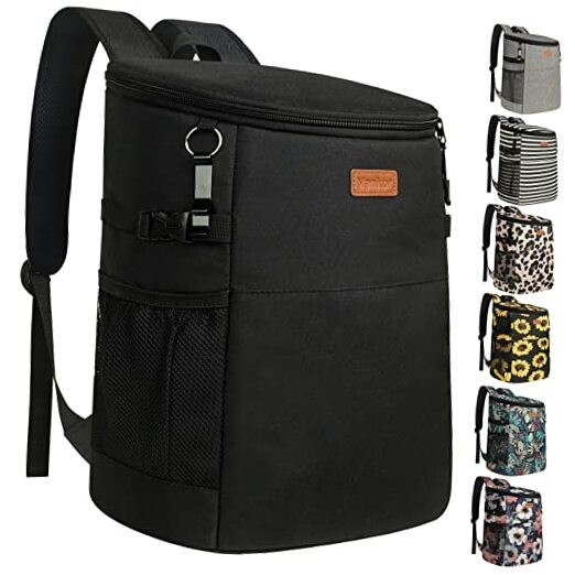 Insulated Camping Cooler Backpack Holds 30 Cans Leakproof Black Soft Cooler