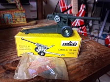 SOLIDO # 205 France military green diecast CANON 105MM  model 65 MINT!