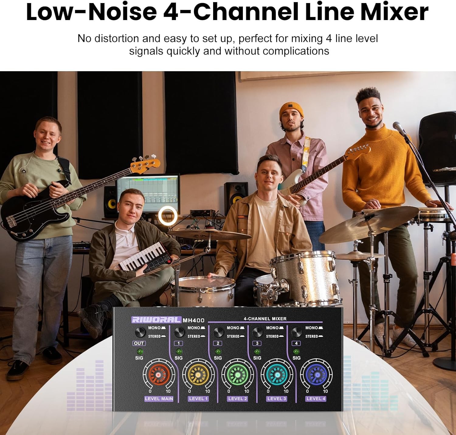 Mini Audio Stereo Mixer 4 Channel 1/4 Inch TSR/TS Input Jack For Line... 