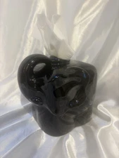 VTG Rare Black ELEPHANT Ceramic TISSUE BOX COVER TRUNK Up BIG EARS