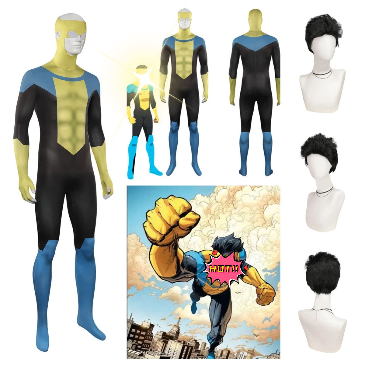 Omni-Man Cosplay Costume - Mark Grayson Invincible Jumpsuit With Mask