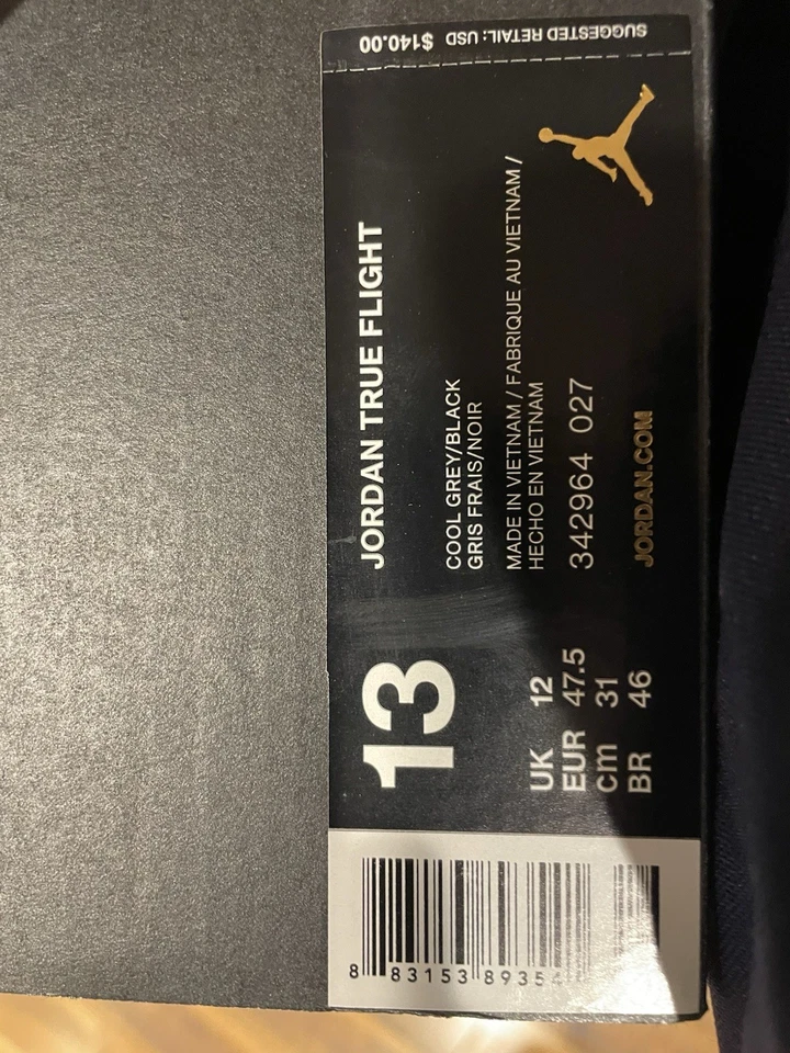 Jordan True Flight Cool Gris/Negro NUNCA USADO, NUEVO, CON CORDONES DE FÁBRICA Foto 2 de 4