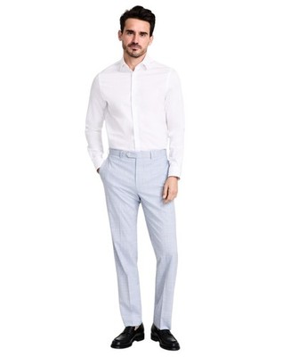 Michael Kors Mens Classic fit Dress Pants 36 / 34 Light Blue Plaid Stretch