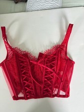 Victoria's Secret Dream Angels Unlined Lace-Up Corset Top in Red
