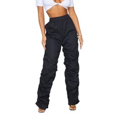 Pretty Little Thing Black Ruched High Waist Pants – Size 4