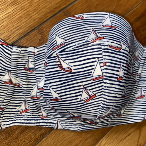 J. CREW Swim barca a vela a righe senza spalline fascia bikini top con ferretto taglia 34D - Foto 4 di 10
