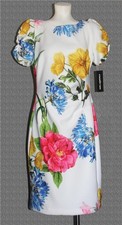 Karl Lagerfeld Big Bold Flowers Ruched Side Scuba Fabrication Dress Wm's 12 NWT