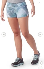 Smartwool Womens M Active Lined Shorts Bleached Aqua Mountain Plaid Running Gym
