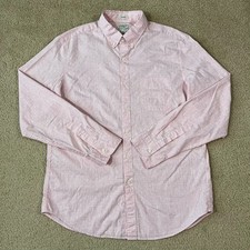 J Crew Mens Stretch Secret Wash Cotton Poplin Shirt Pink Dots Size Large