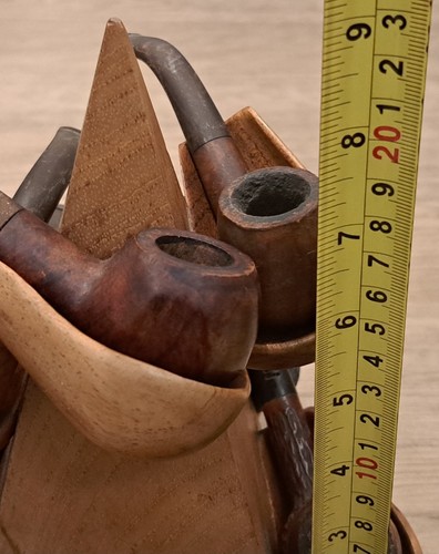 VINTAGE WOODEN PYRAMID TRIANGLE SET OF 8 TABACCO PIPE STAND HOLDER RACK DISPLAY - Picture 18 of 18