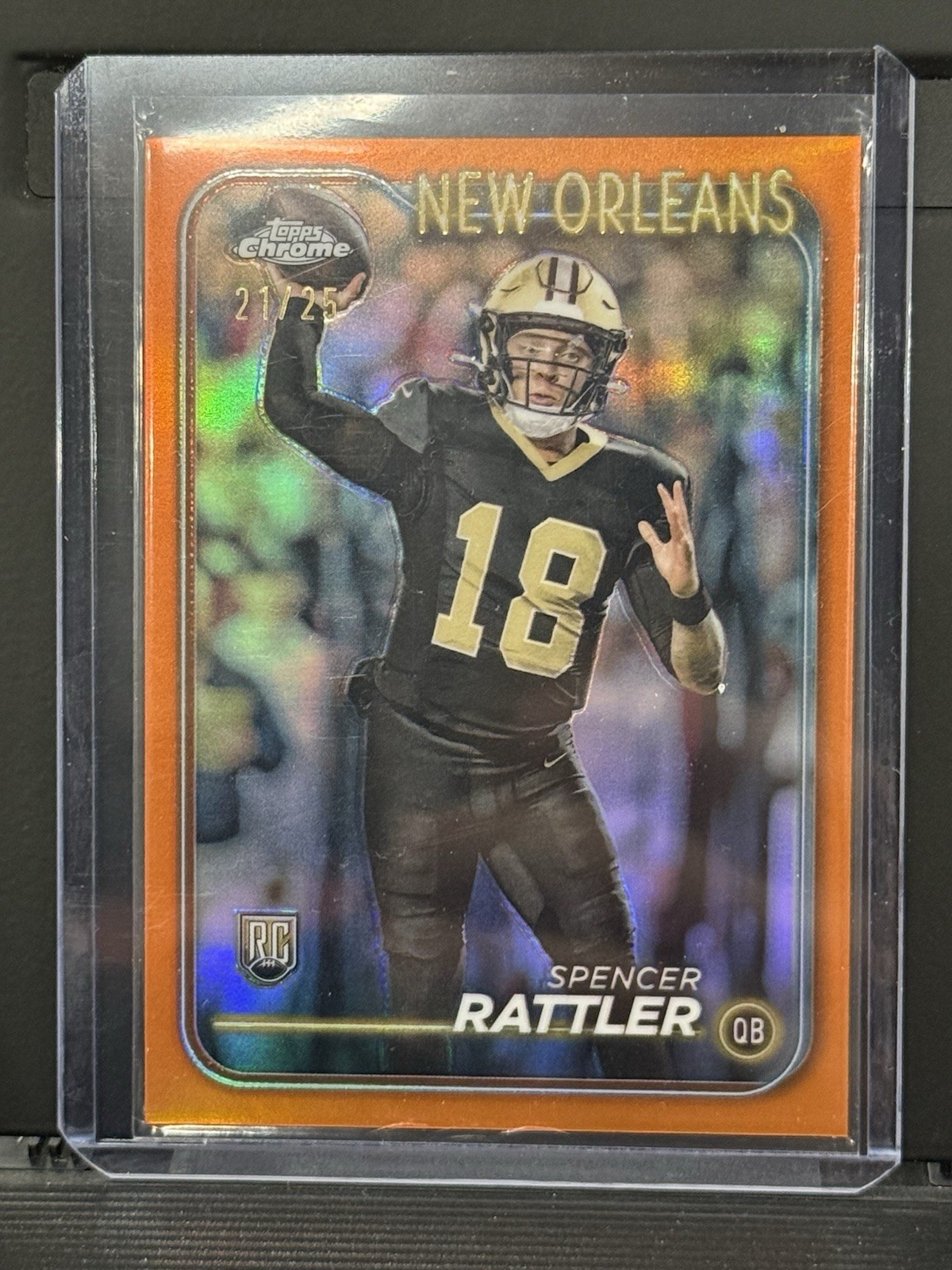 2024 Topps Chrome - Rookies Spencer Rattler #213 Orange Refractor /25 (RC)
